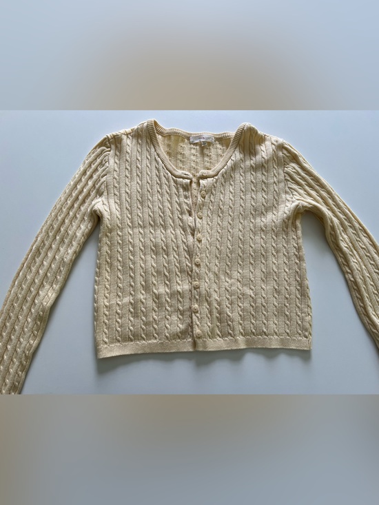 Sweaters - Cream Cable Knit Button-Front Sweater - Women